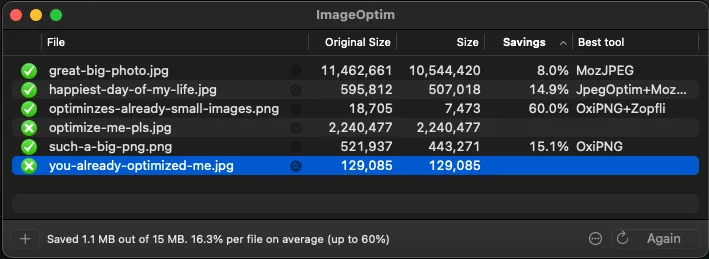 Image Optimization using ImageOptim
